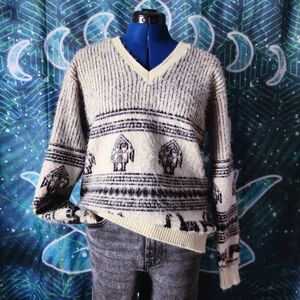 Vintage Unisex Ogniotex Alpaca V-neck Sweater Size L